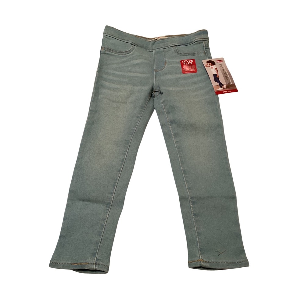 Levis Flex Kids Pull-On Jeggings Light Wash Blue Adjustable Waist Size 4 REG NWT